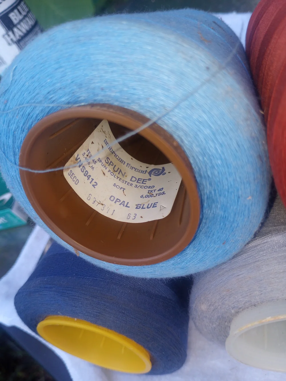 9 Spools Natural, Blues,Rust Cones Thread Set - Spools